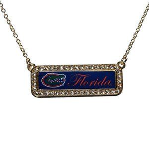 Florida Gators Logo Rhinestone Rectangle Necklace UF University of Florida NEW